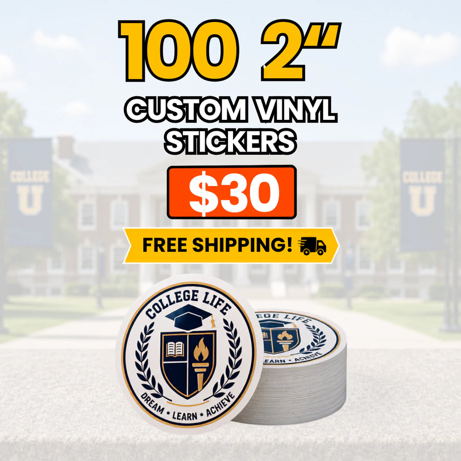 100 custom 2-inch vinyl stickers deal with free shipping
