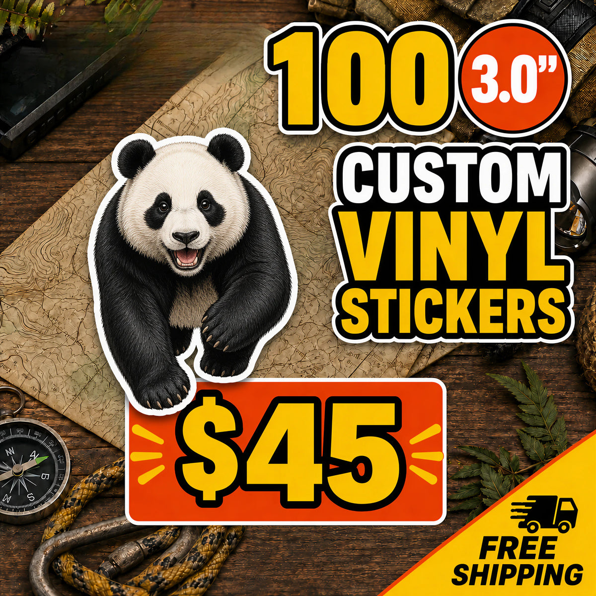 100 custom 3-inch vinyl stickers deal printed in Canada