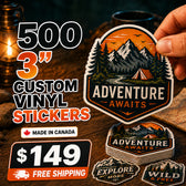 500 custom 3-inch vinyl stickers deal printed in Canada