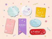 Colourful custom hang tags for beauty and product packaging