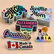 Custom holographic vinyl sticker reflecting a rainbow finish