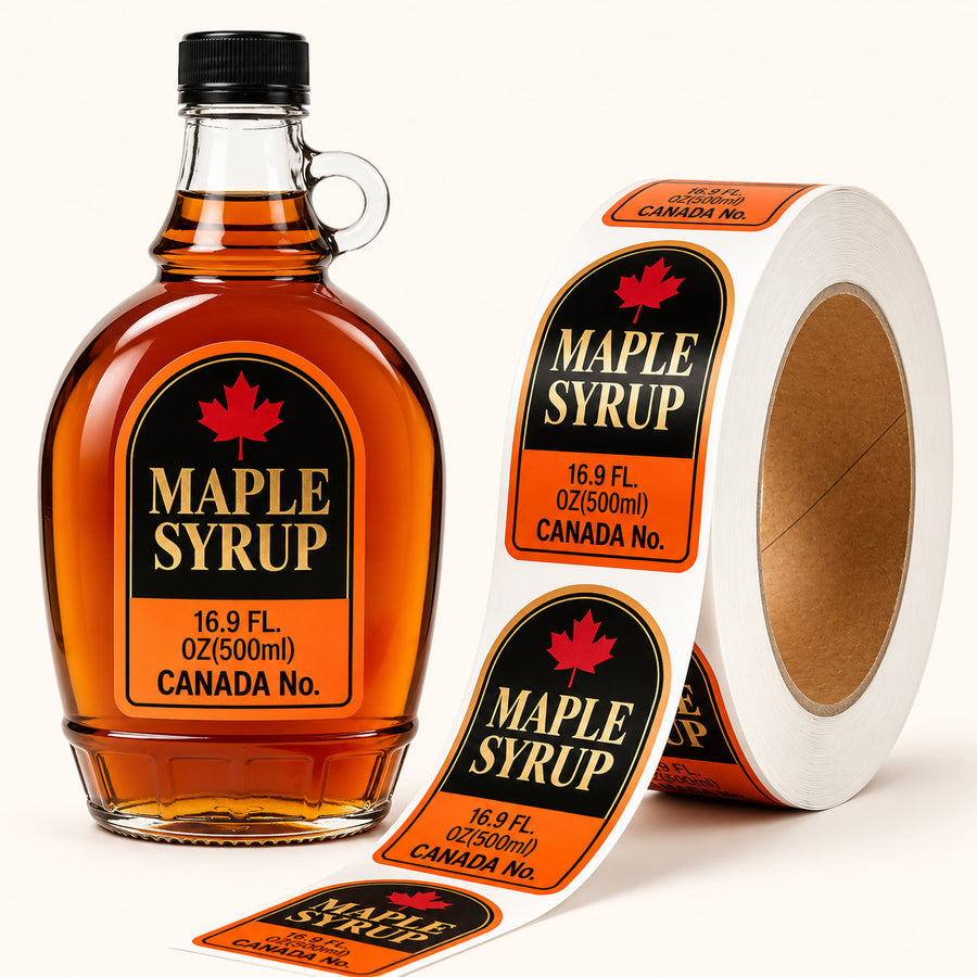 Durable custom plastic roll labels for bottles jars and product packaging