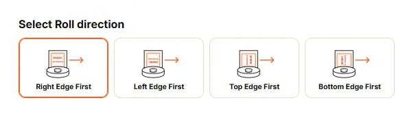 Roll direction choices with Right Edge First selected.