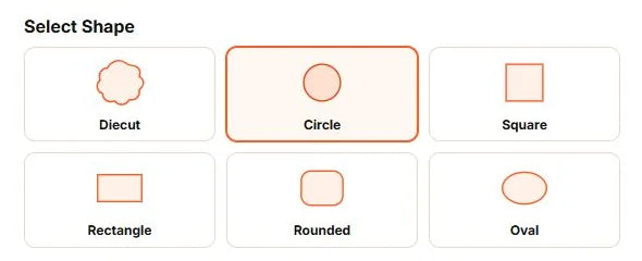 Label sheet shape choices with Circle selected.